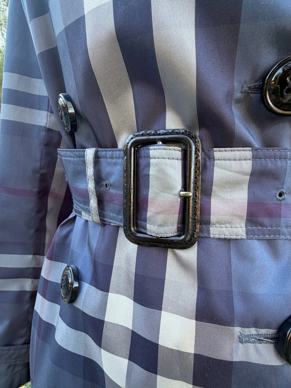 Burberry London Blue Plaid Short Lightweight Trenchcoat Jacket Med/US8/UK10 EUC - Picture 9 of 17